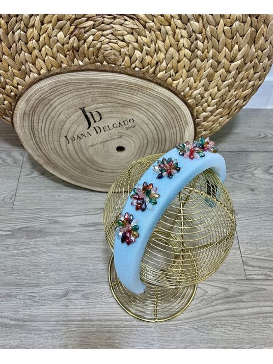 Diadema Celeste con Piedras Colores