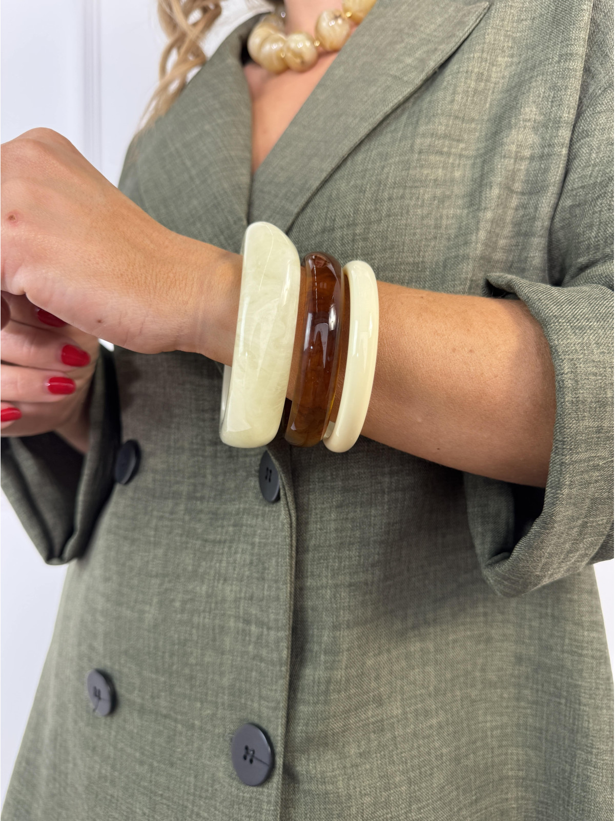 Pulsera Resina Beige/Marron