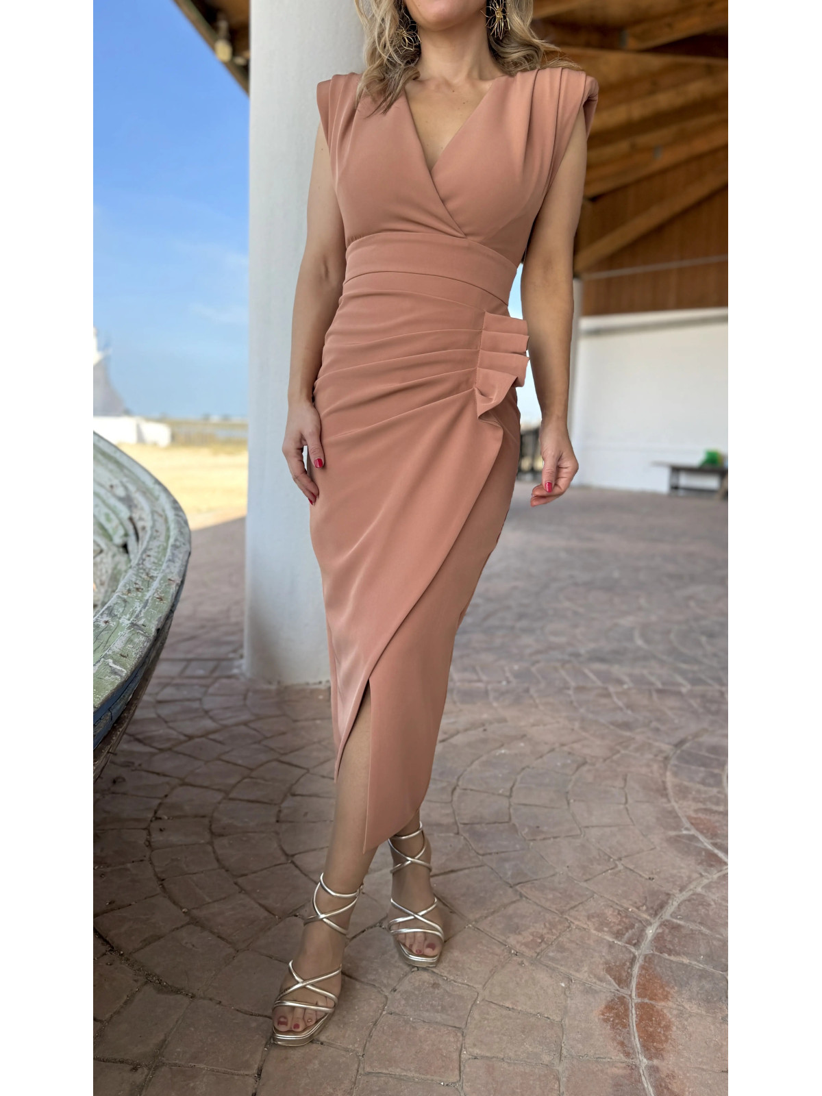 Vestido de Fiesta MURIEL Mocha Mousse
