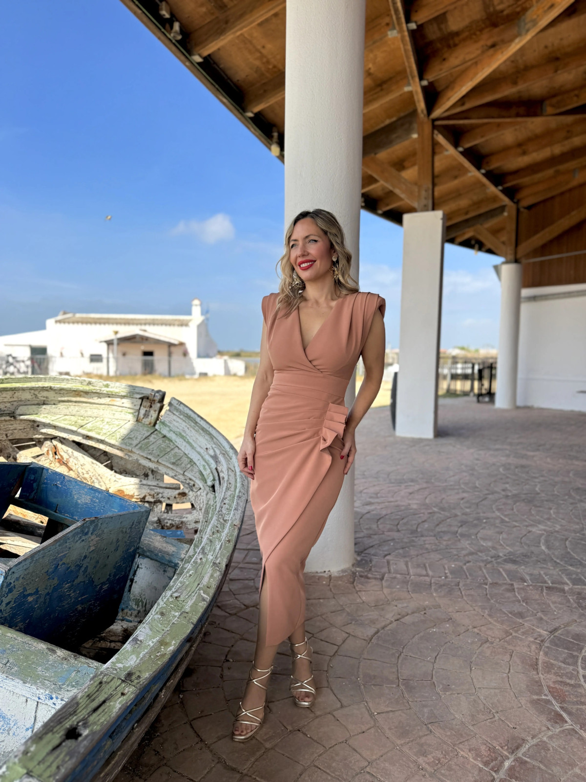 Vestido de Fiesta MURIEL Mocha Mousse