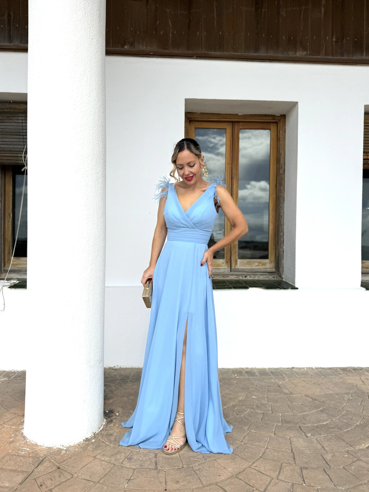 Vestido largo PALOMA Celeste