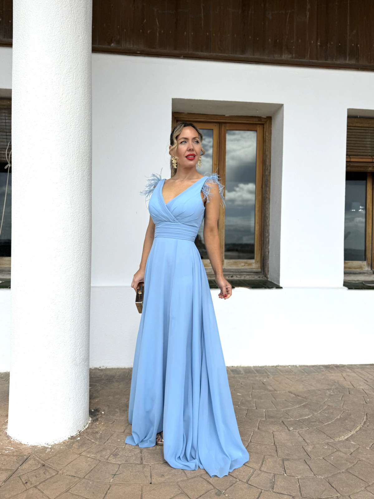 Vestido largo PALOMA Celeste