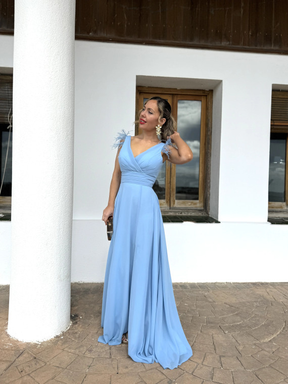 Vestido largo PALOMA Celeste