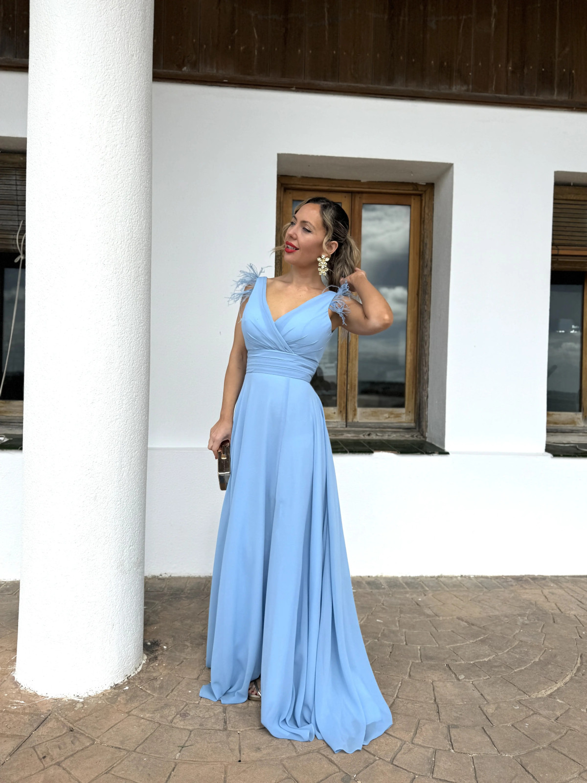 Vestido largo PALOMA Celeste