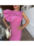 Vestido largo de fiesta desmontable en color liso. Vestido largo de fiesta desmontable en color liso.