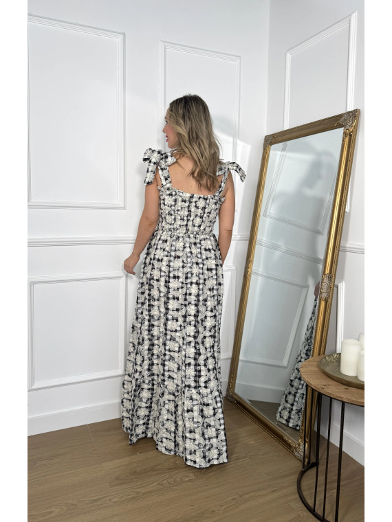 Vestido largo con tejido de algodón en estampado vichy.