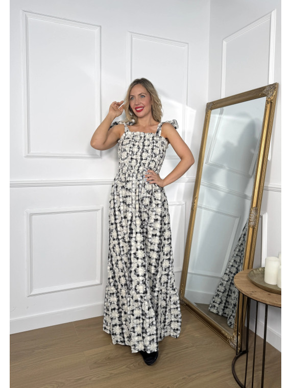 Vestido largo con tejido de algodón en estampado vichy.