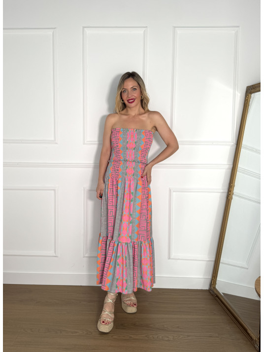 Conjunto estampado de dos piezas formado por top y falda.