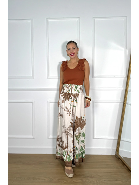 Pantalón palazzo estampado  ideal para un look de verano/otoño.