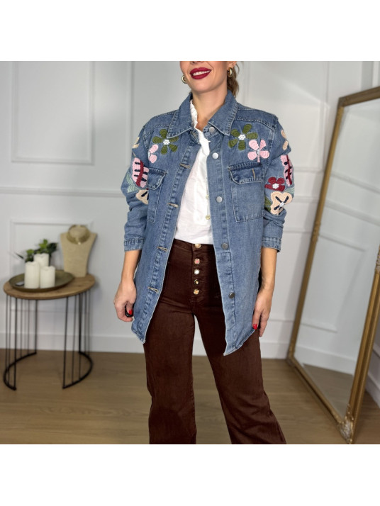 Chaqueta vaq bordadda FLOR