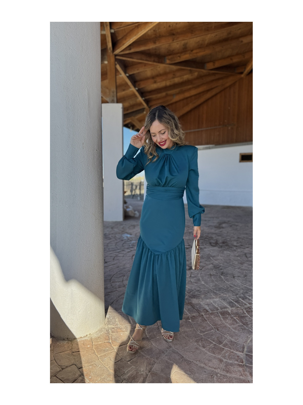 Vestido de Fiesta ANABEL Verde Pato