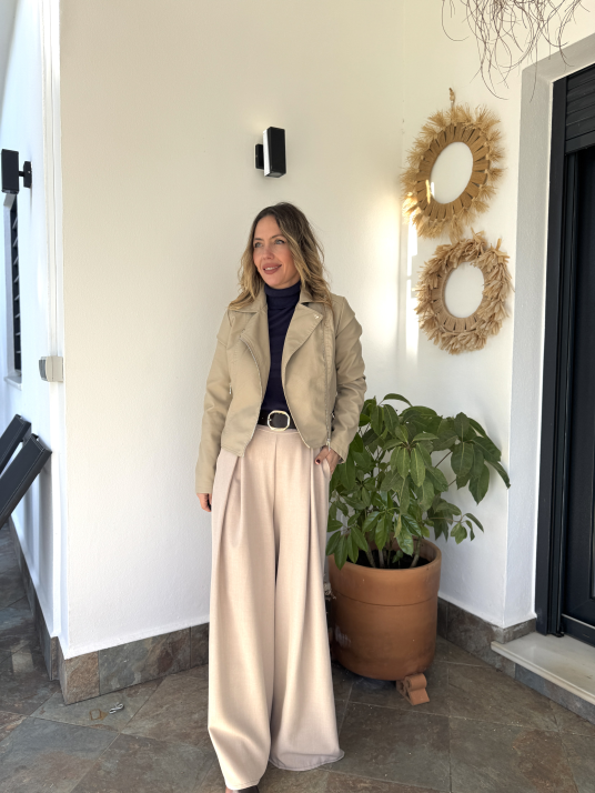 Chaqueta biker  beige