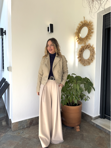 Chaqueta biker  beige