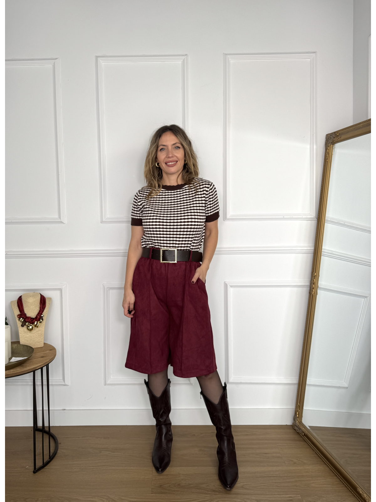 Pantalón Culotte ESPERANZA Burdeos