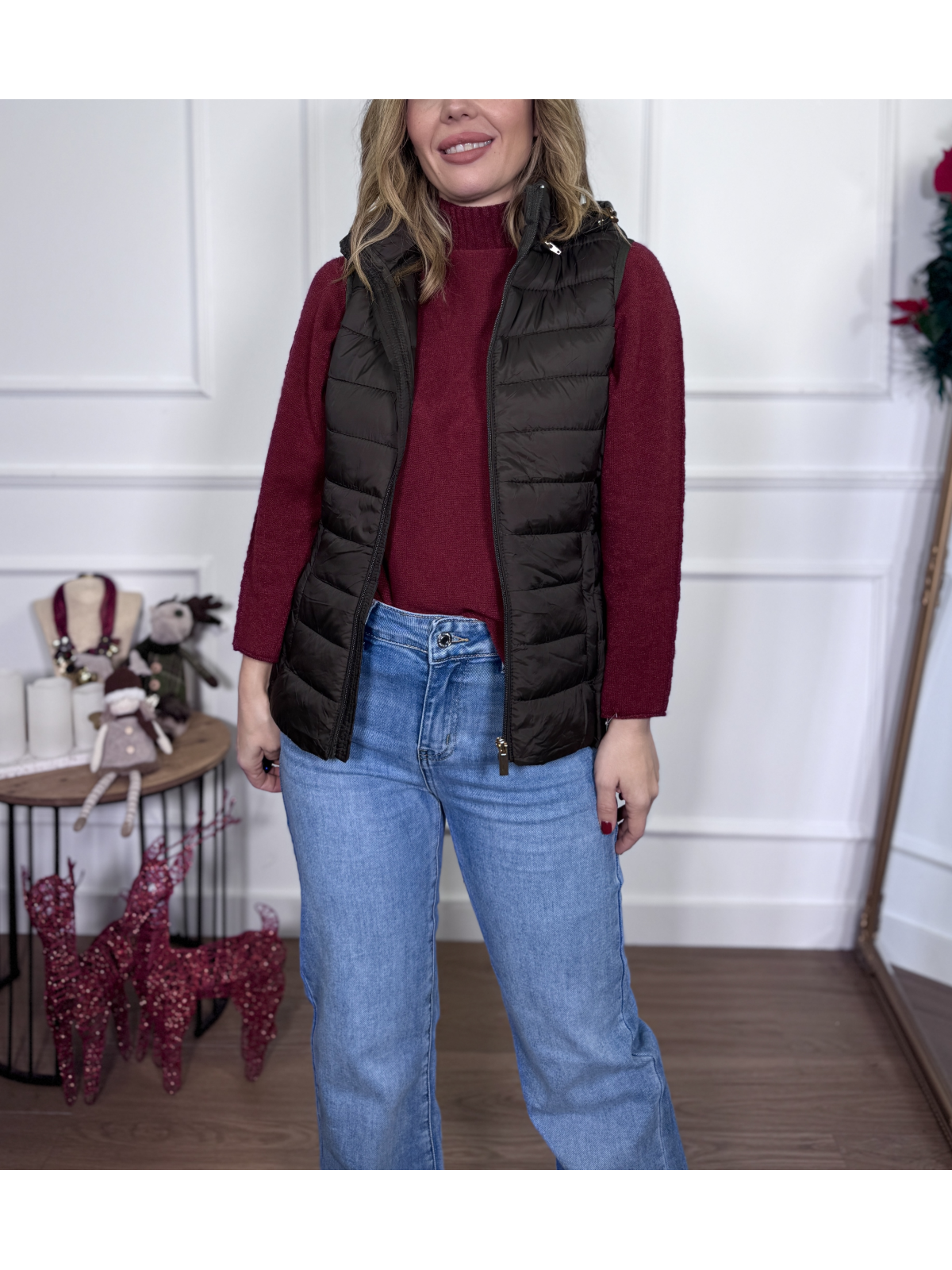 Chaleco acolchado DALIA verde caqui