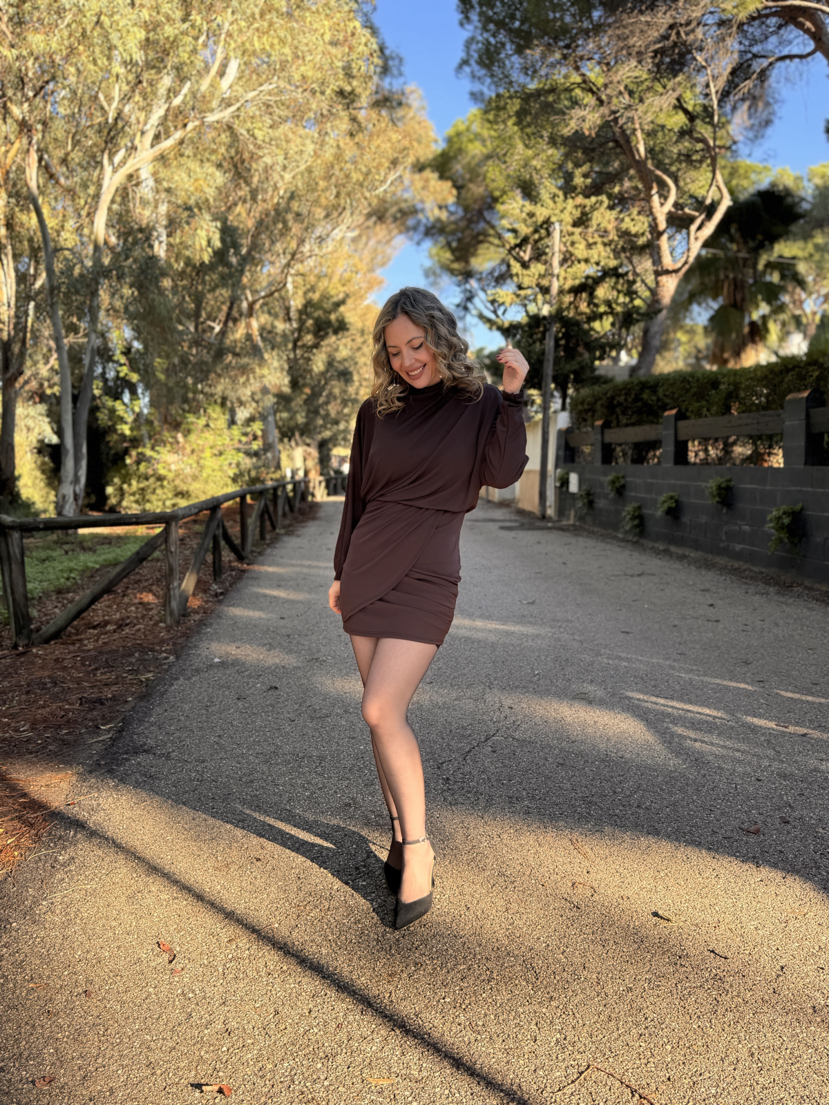 Vestido corto de punto, ideal para estas fiestas.