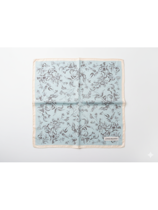 Pañuelo satinado FLORAL verde agua