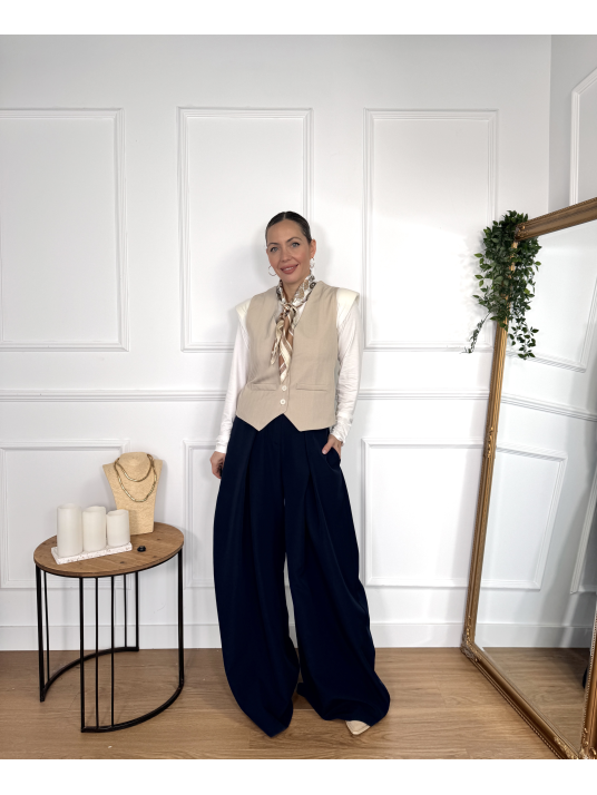 Pantalón de pinza JESSICA azul marino