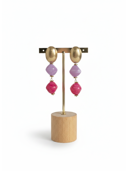 Pendiente combinado con 2 piedras.