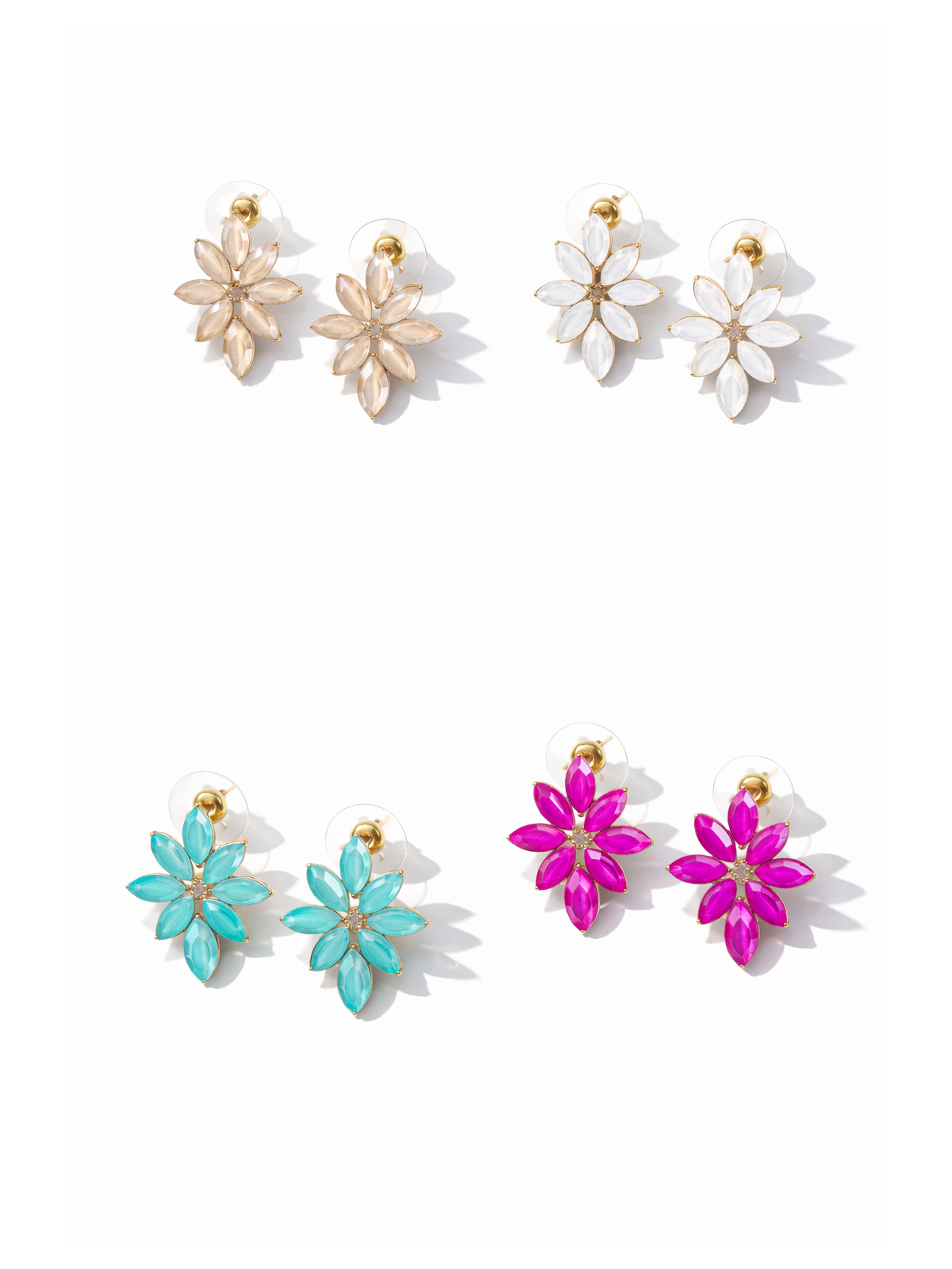 Pendiente con diseño en forma de flor elaborados con piezas facetadas