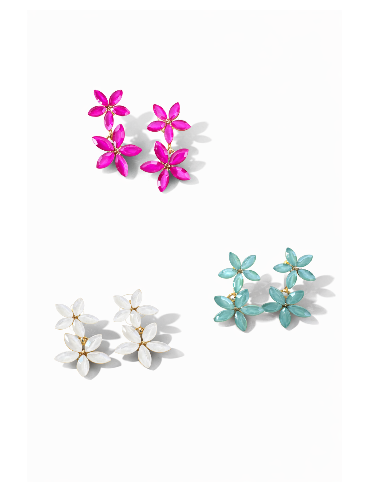 Pendiente con diseño en forma de flor elaborados con piezas facetadas