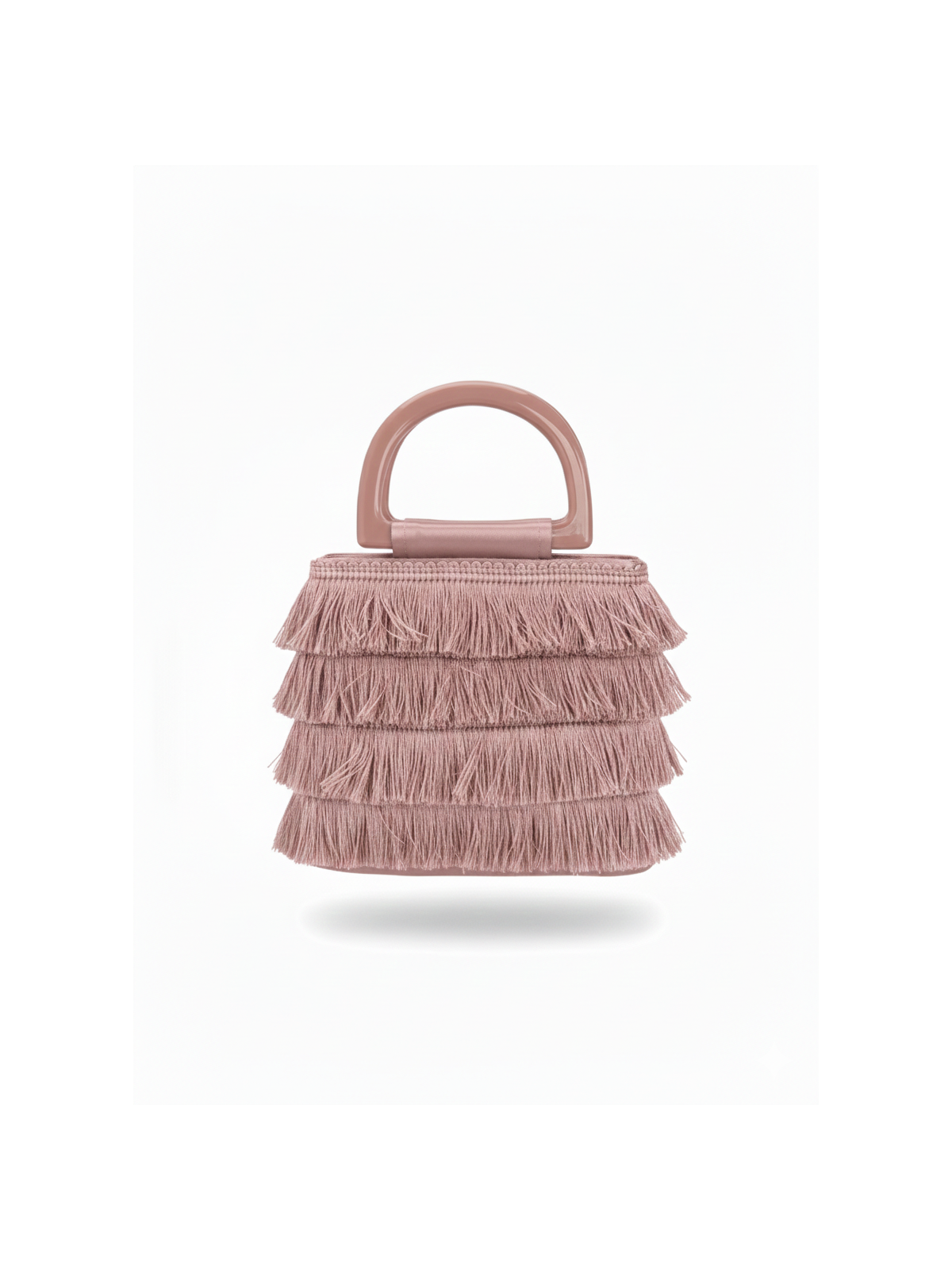 Bolso de fiesta en tono beige maquillaje con diseño de flecos en capas