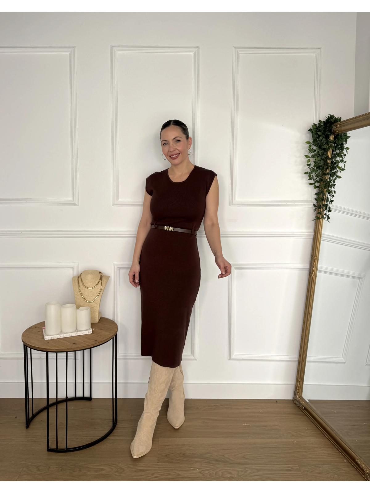 Vestido de punto ADRIANA Marrón