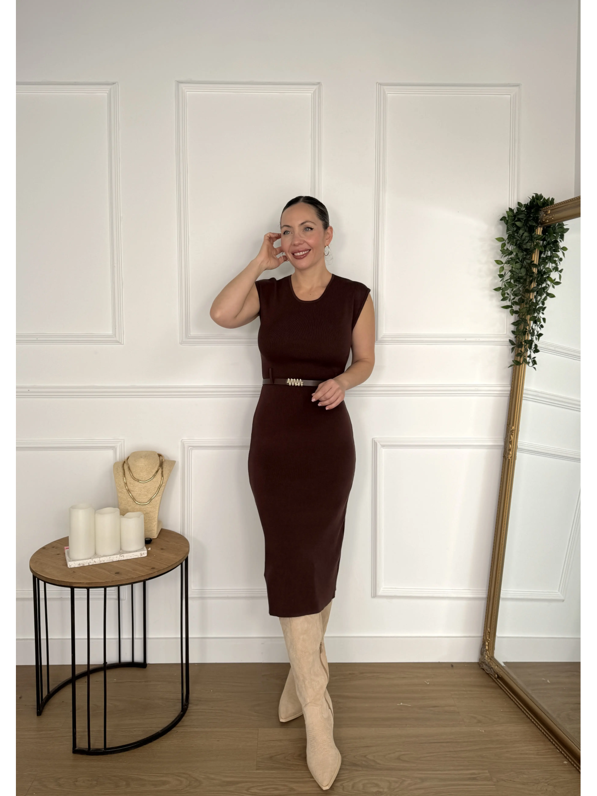 Vestido de punto ADRIANA Marrón