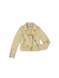 Chaqueta tipo biker en tono amarillo mantequilla.