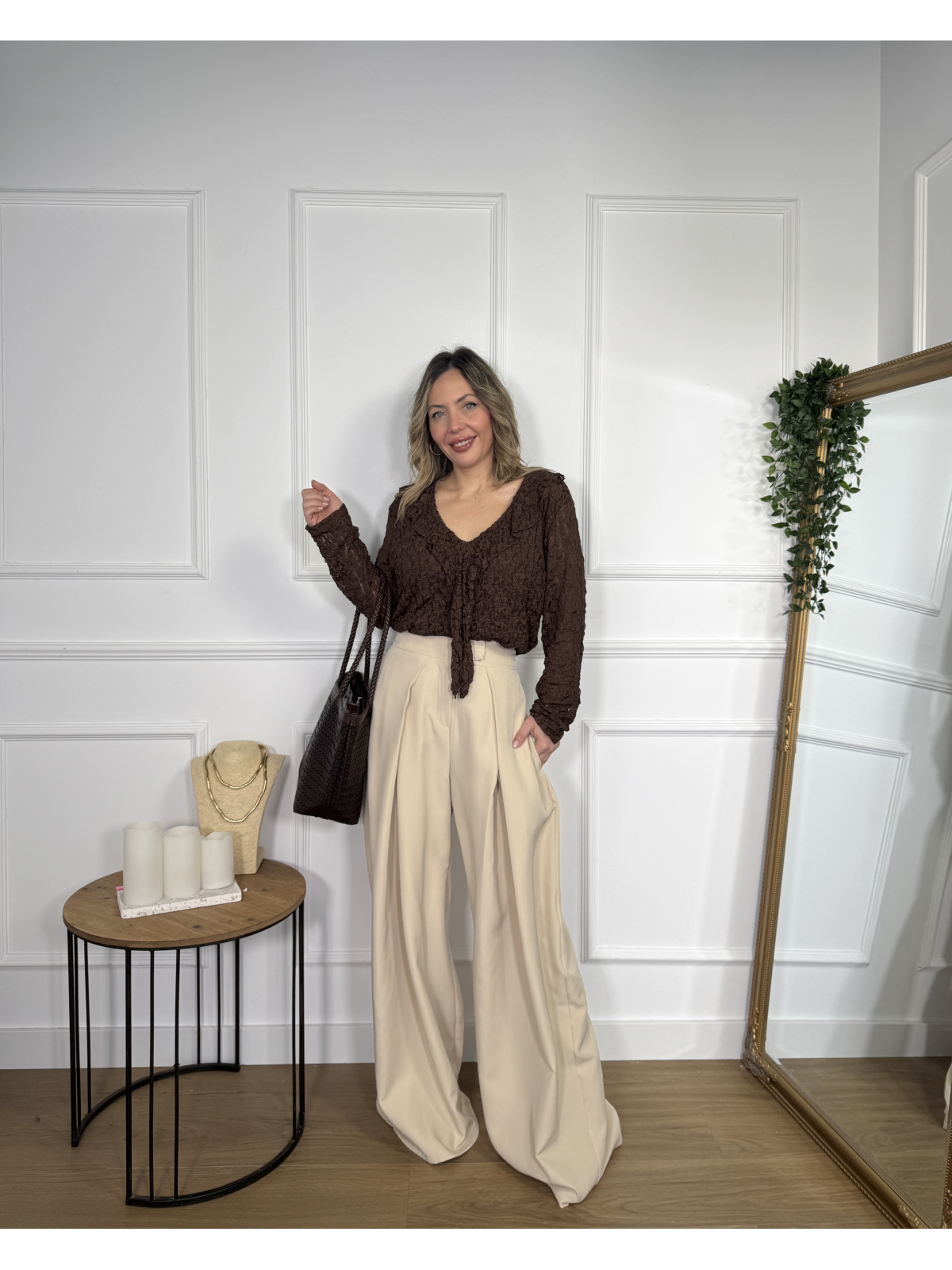 Pantalón de Pinza JESSICA Beige