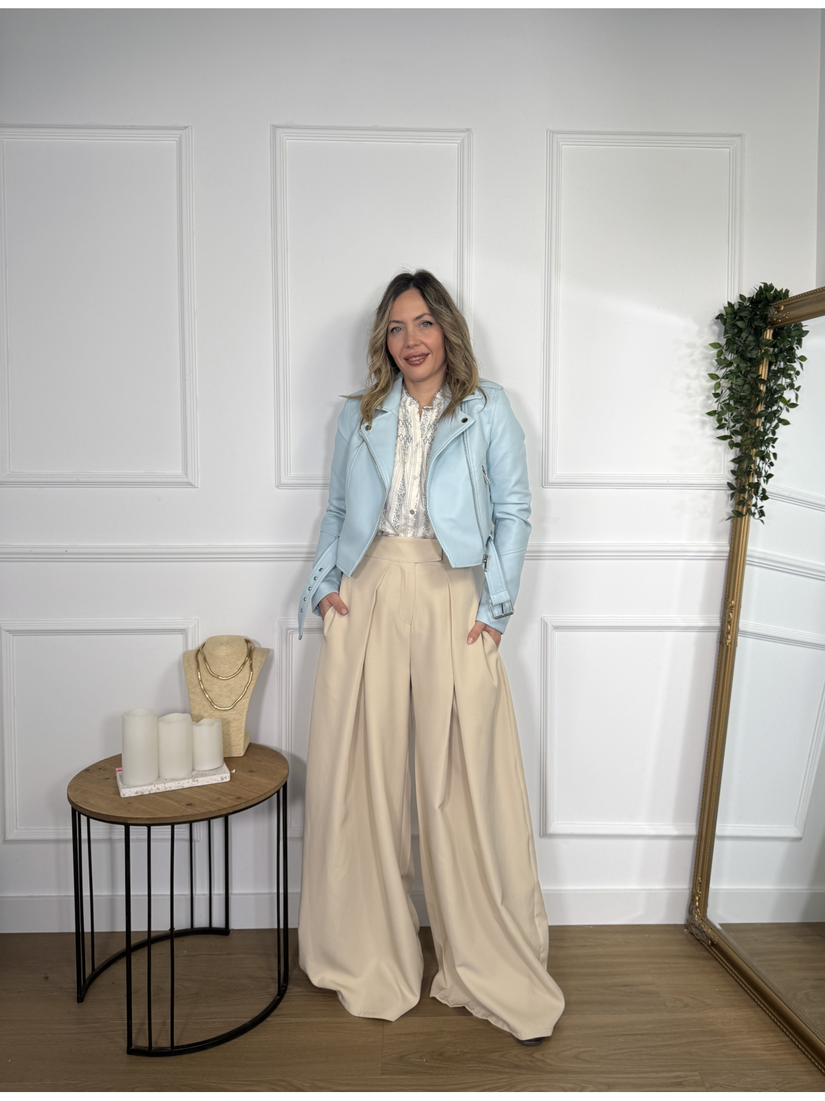 Pantalón de Pinza JESSICA Beige