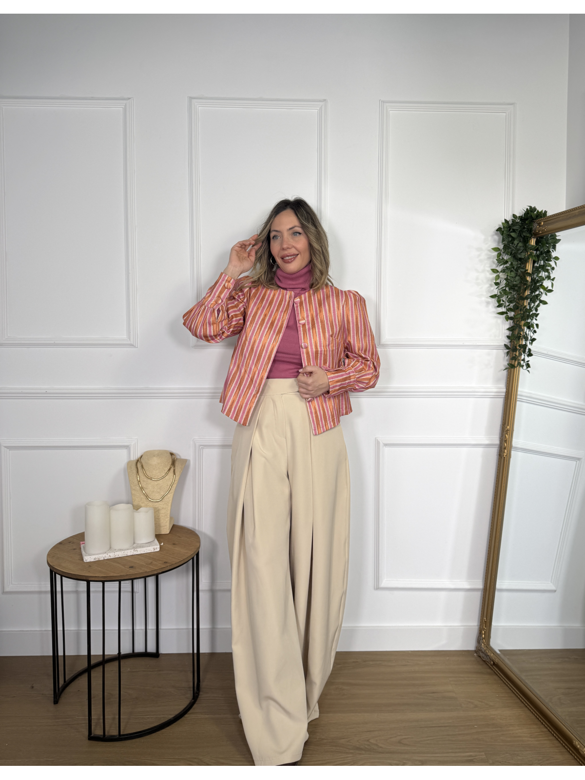 Pantalón de Pinza JESSICA Beige