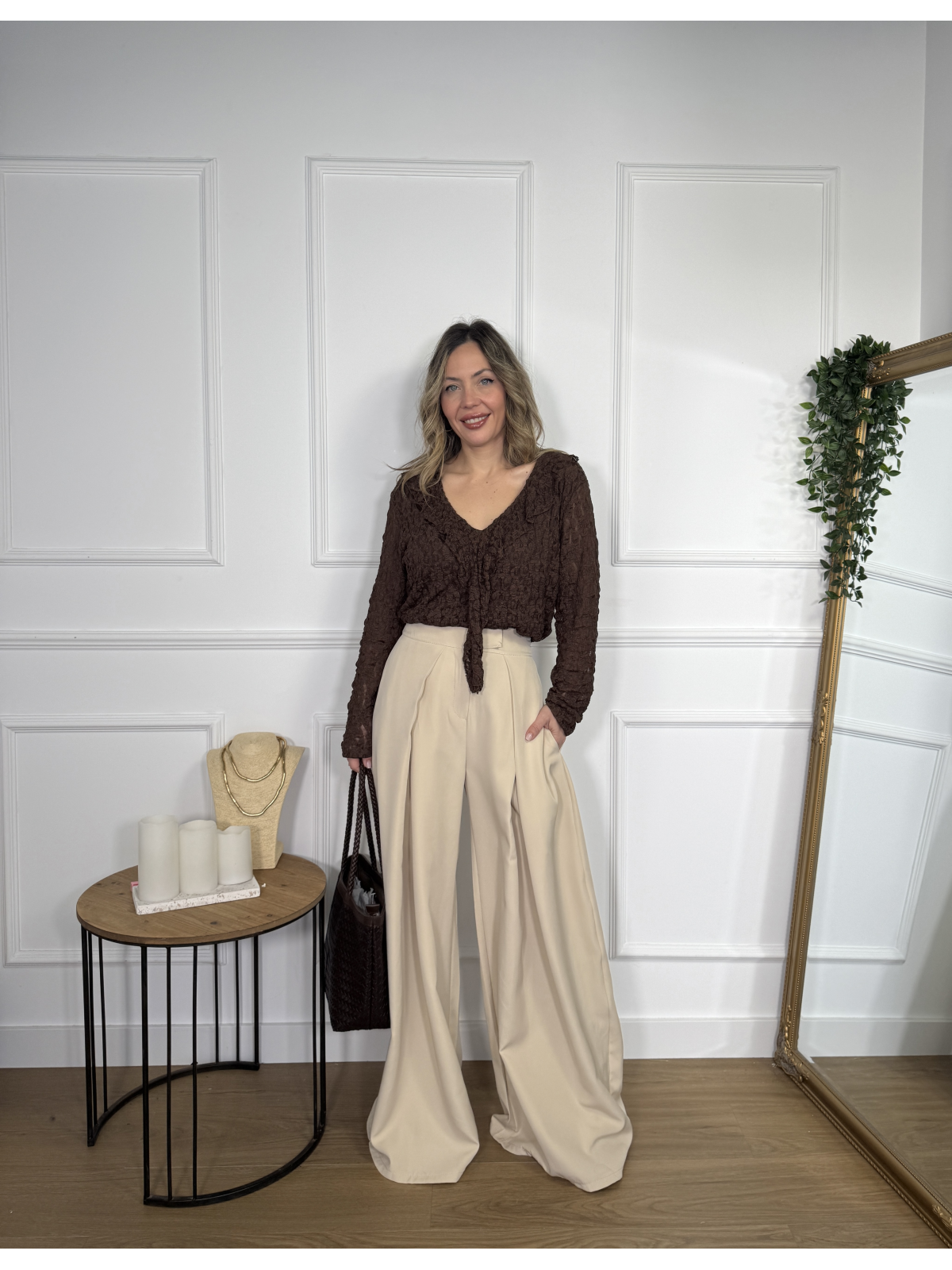 Pantalón de Pinza JESSICA Beige