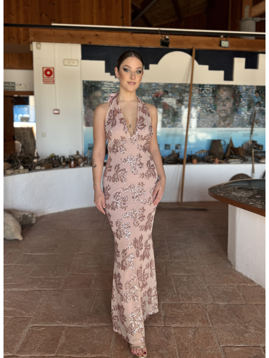 Vestido de lentejuelas MATILDE rosa maquillaje