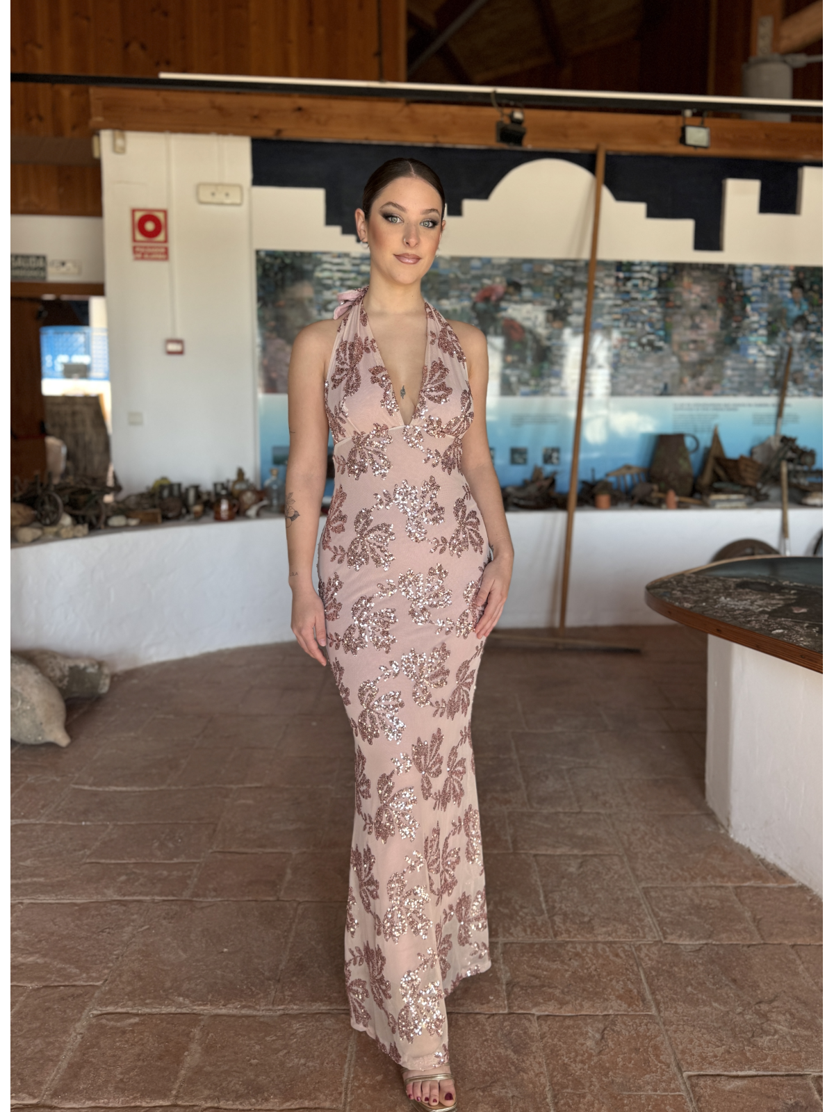 Vestido de lentejuelas MATILDE rosa maquillaje