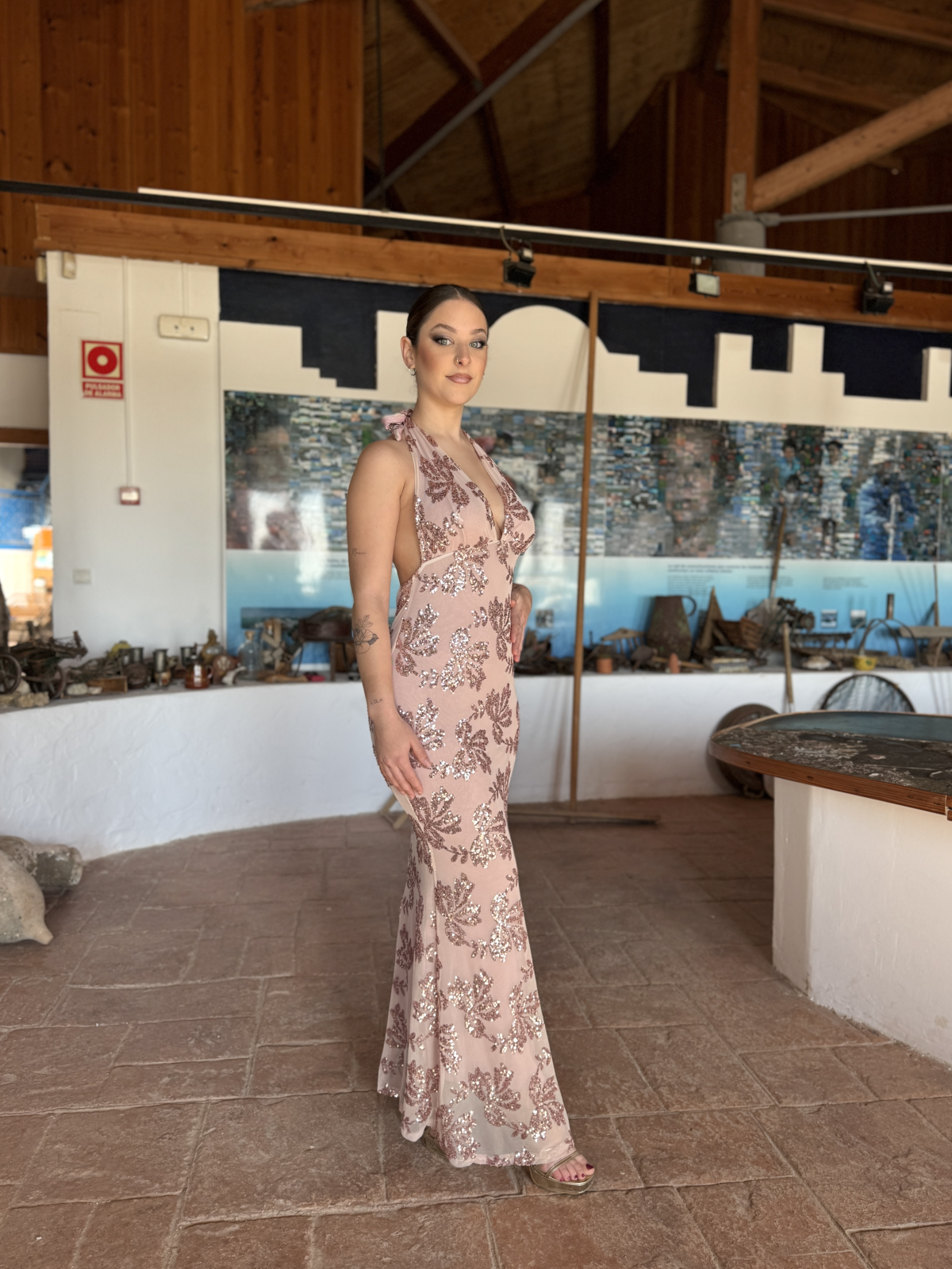 Vestido de lentejuelas MATILDE rosa maquillaje