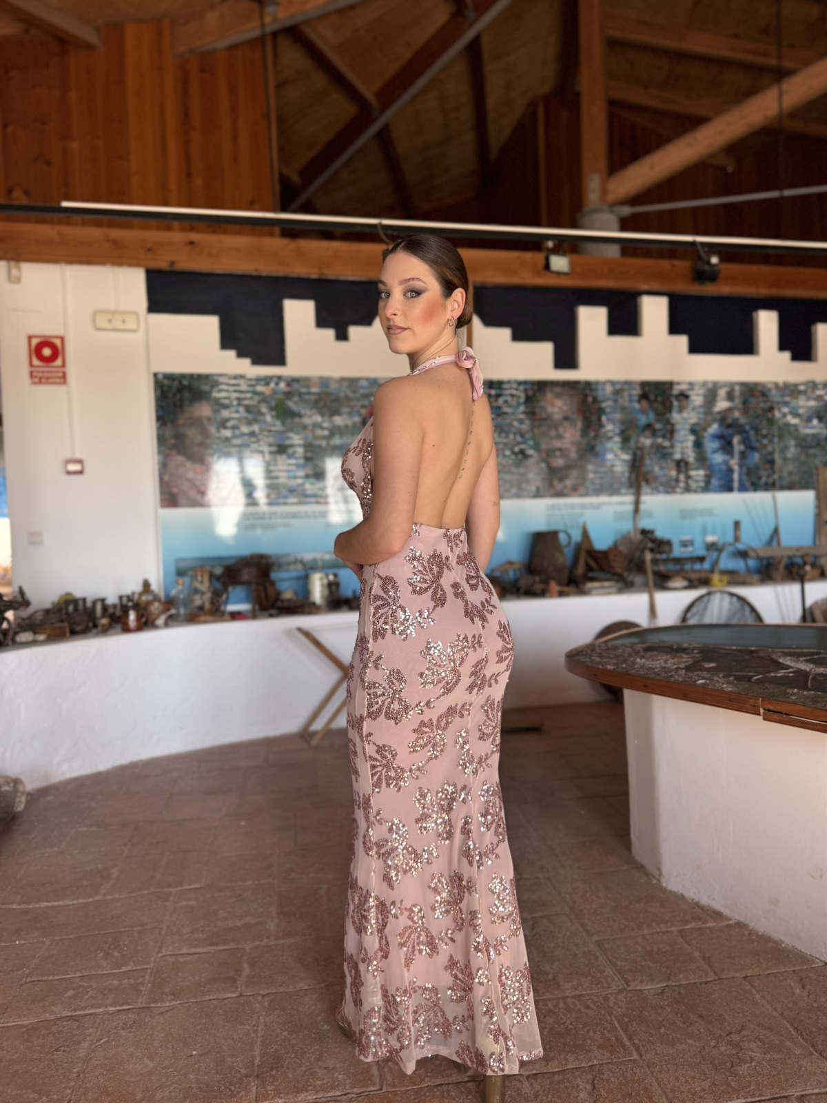 Vestido de lentejuelas MATILDE rosa maquillaje
