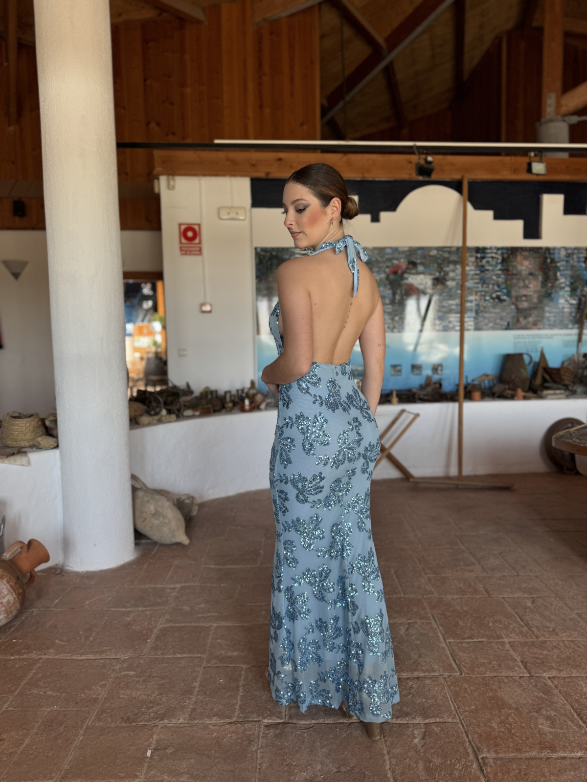 Vestido de lentejuelas MATILDE celeste