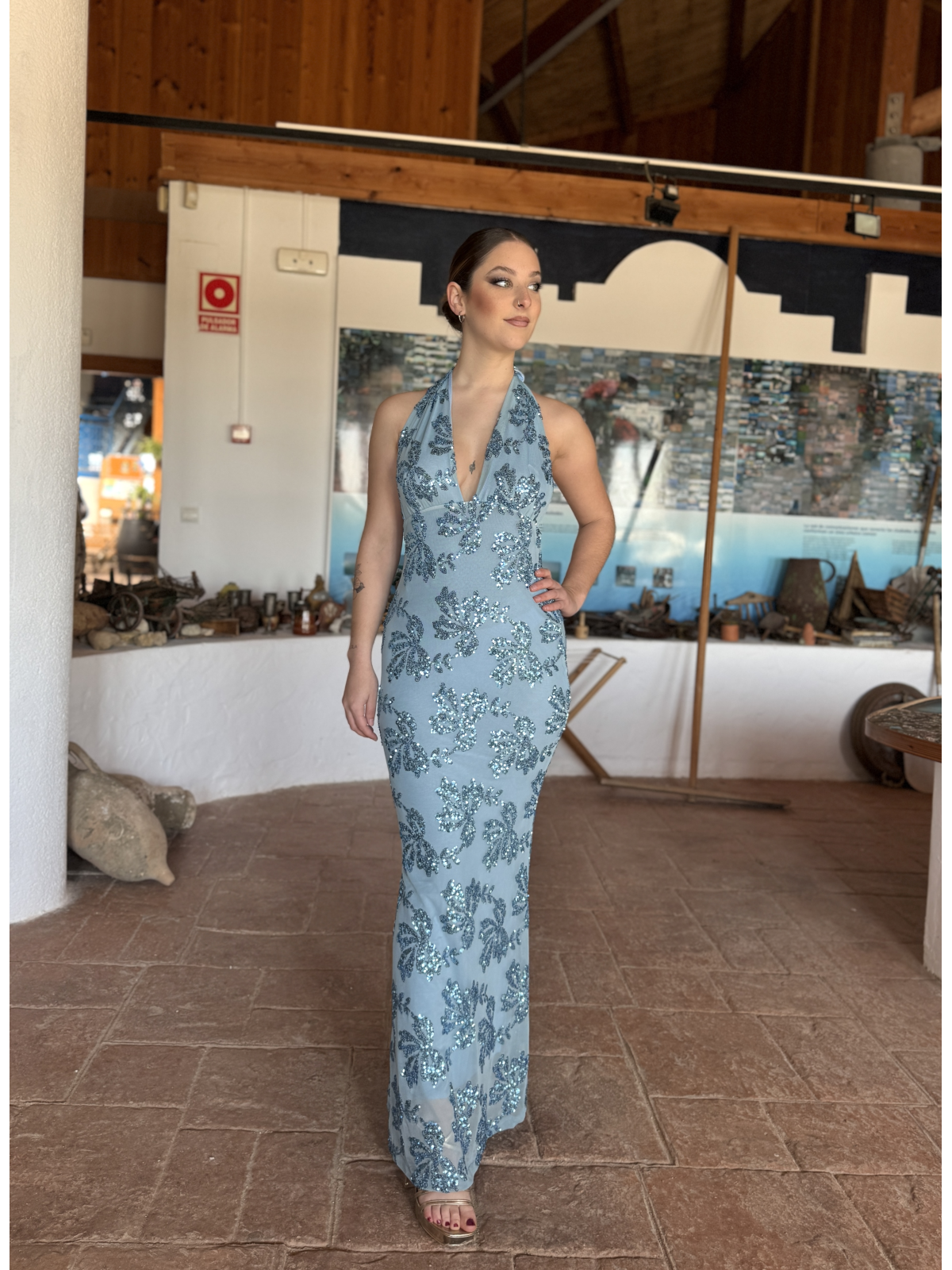 Vestido de lentejuelas MATILDE celeste