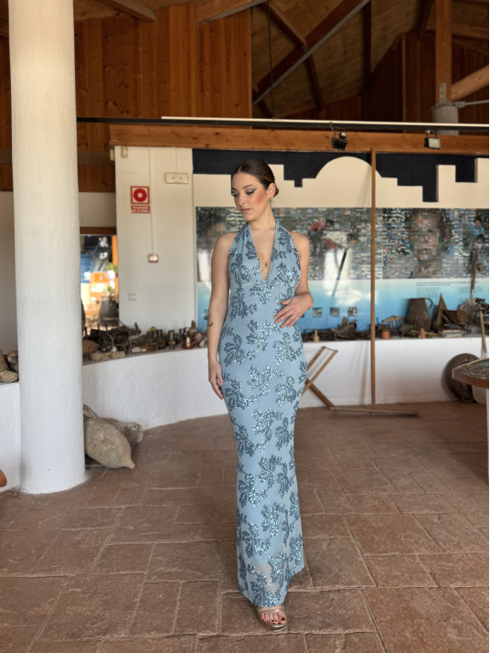 Vestido de lentejuelas MATILDE celeste