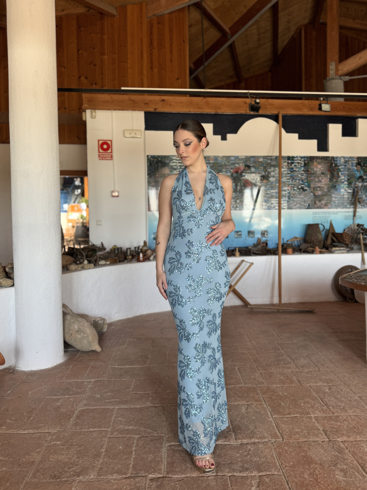 Vestido de lentejuelas MATILDE celeste