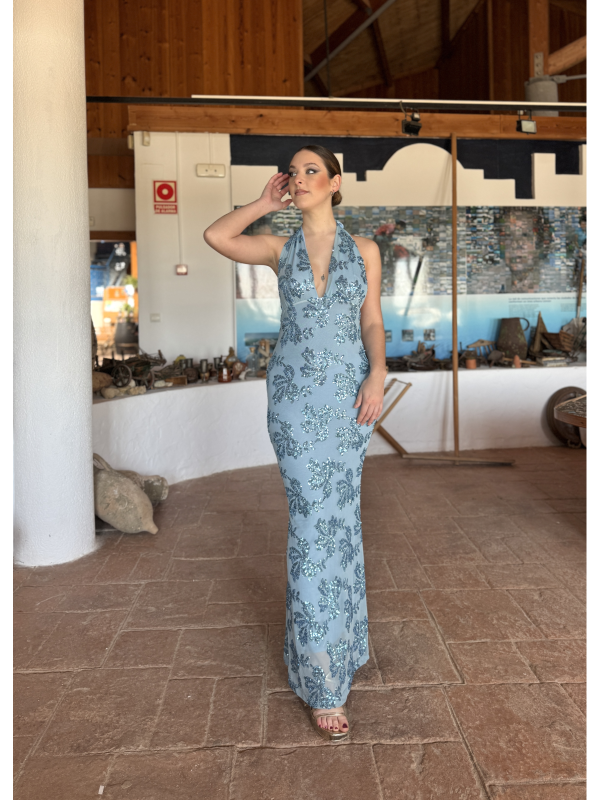 Vestido de lentejuelas MATILDE celeste