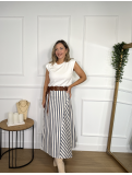 Falda midi de algodón con estampado de rayas en contraste.