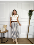 Falda midi de algodón con estampado de rayas en contraste.