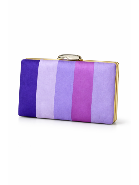 Bolso tipo clutch en tejido de antelina con diseño de rayas verticales