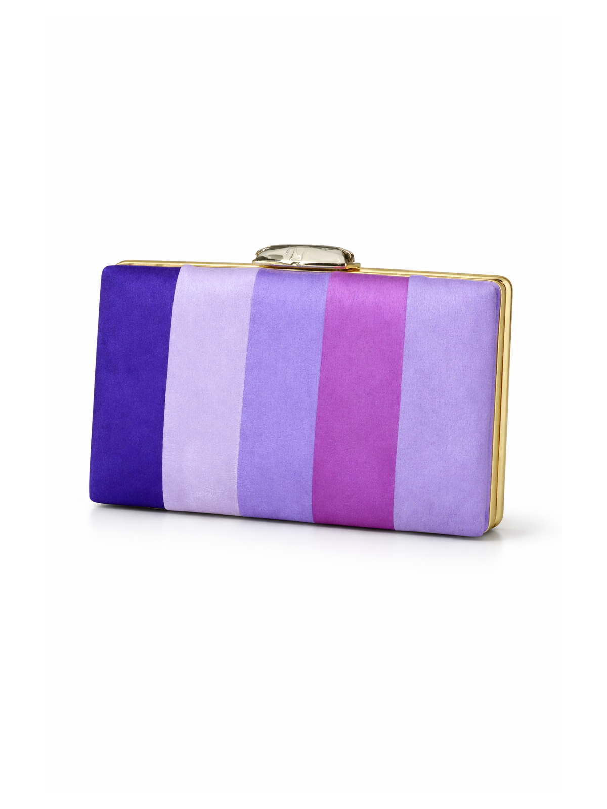 Bolso tipo clutch en tejido de antelina con diseño de rayas verticales