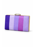Bolso tipo clutch en tejido de antelina con diseño de rayas verticales