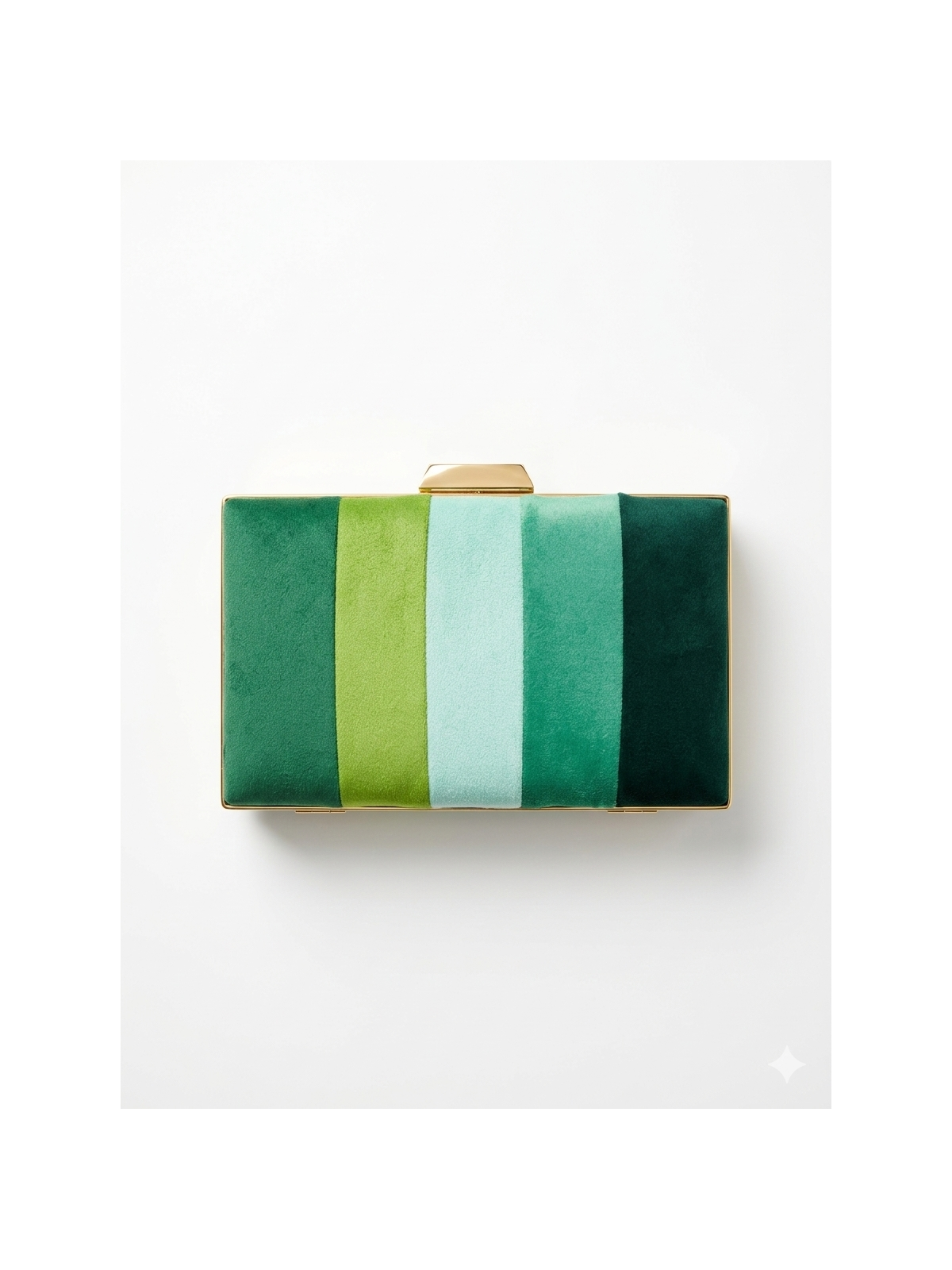 Bolso tipo clutch en tejido de antelina con diseño de rayas verticales