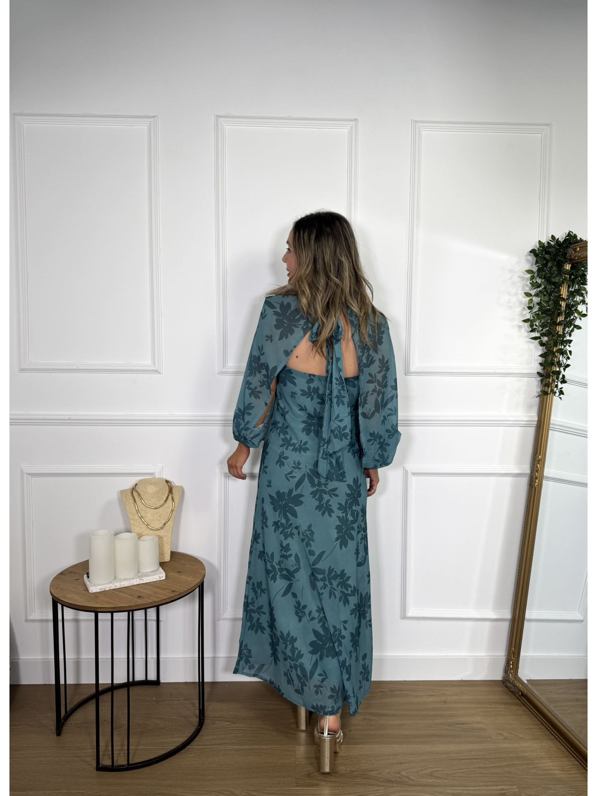 Vestido de gasa estampado con capa, ideal para invitadas de comunión,