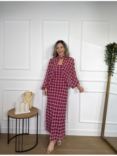 Vestido de gasa estampado con capa, ideal para invitadas de comunión,